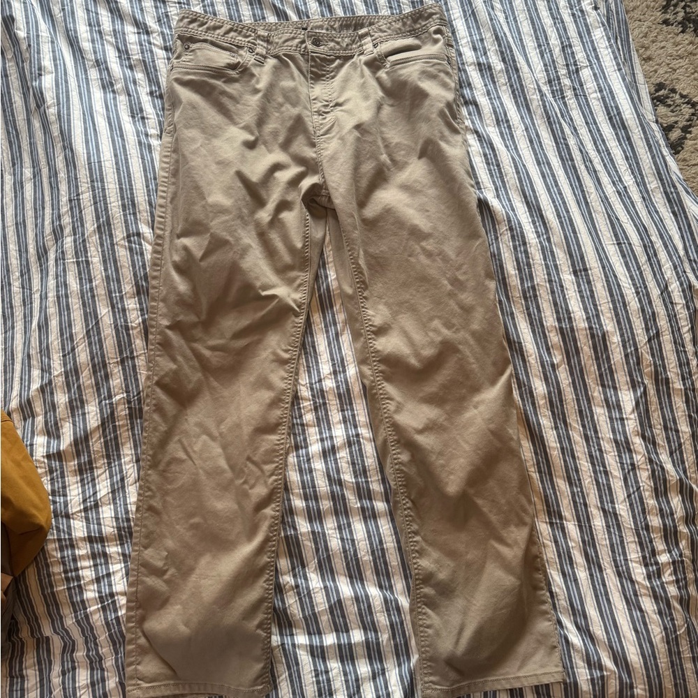 Prana 38Wx32L Men's Straight-Leg Chino Pants — Taupe